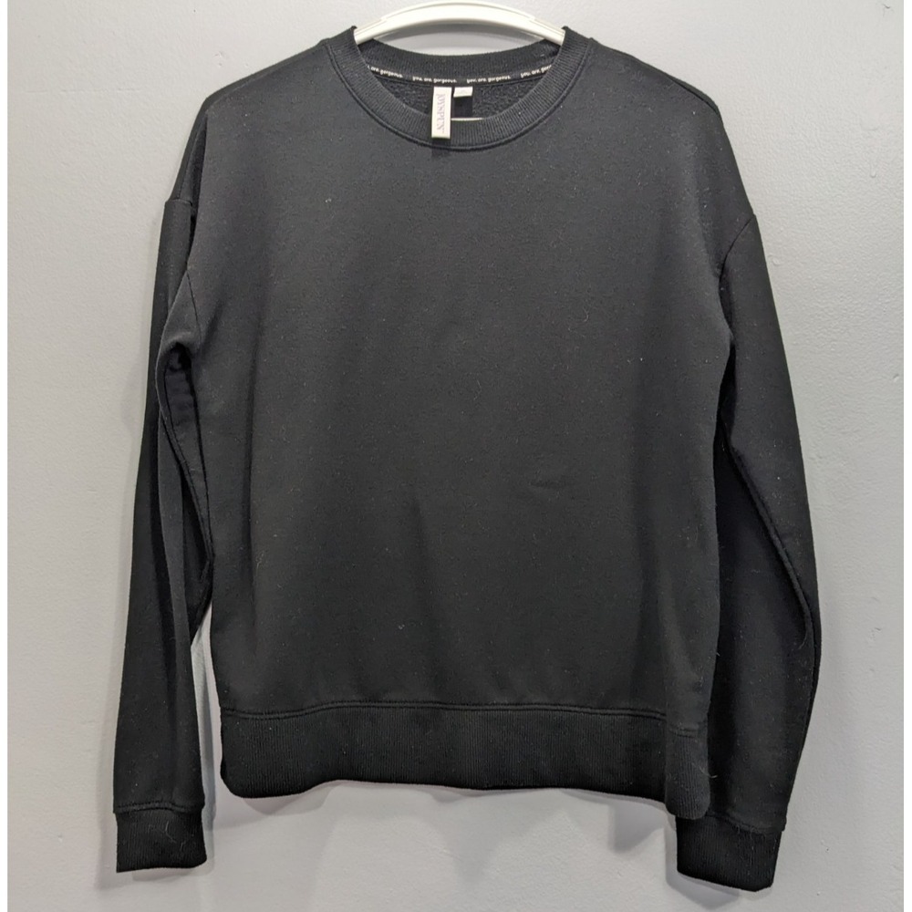 Joyspun Womens Black Crew Neck Sweatshirt Long Sleeve XS 0-2